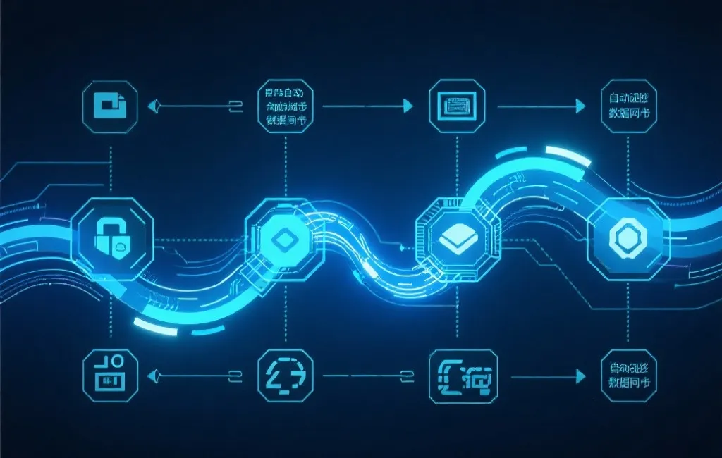数据同步流程图，展示信息流动与安全加密
